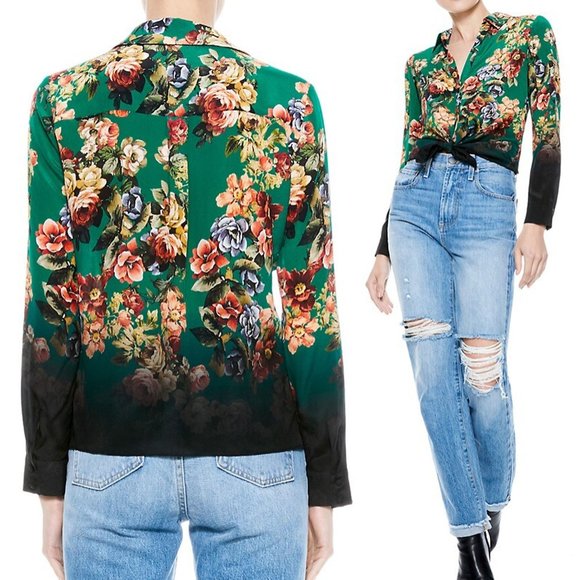 Alice + Olivia Tops - ALICE + OLIVIA Silk Floral Button Down
